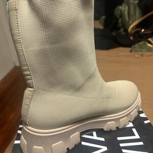 Wild Diva Cream Combat Boots